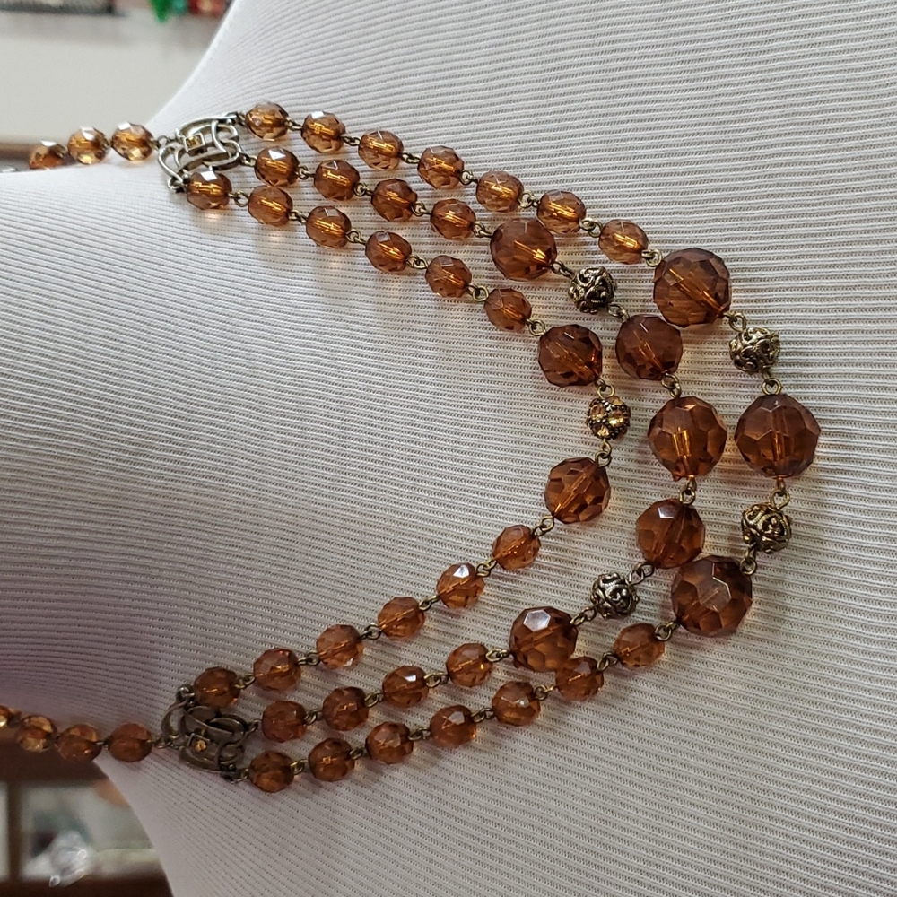Vintage Robert Rose Triple Strand Necklace